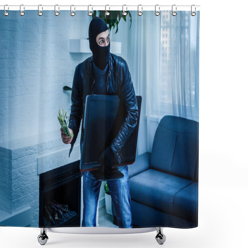 Personality  Man Burglar In The House  Shower Curtains