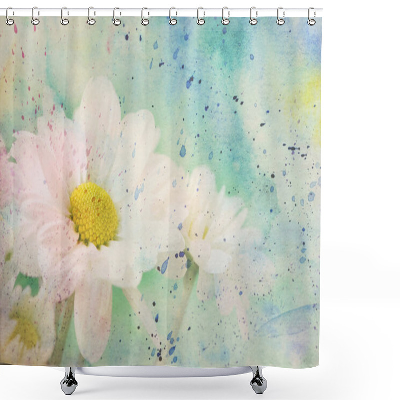 Personality  Scenic Artwork With Cute Chamomile Flowers Shower Curtains