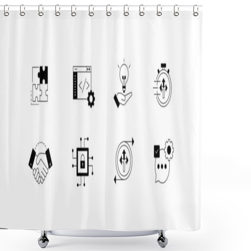 Personality  Customizable Agile Development And Collaboration Icons For Technology Solutions, Software Engineering, And Project Management. Agile And Flexible Icons. Build Proprietary Technology With Custom Solutions. Shower Curtains