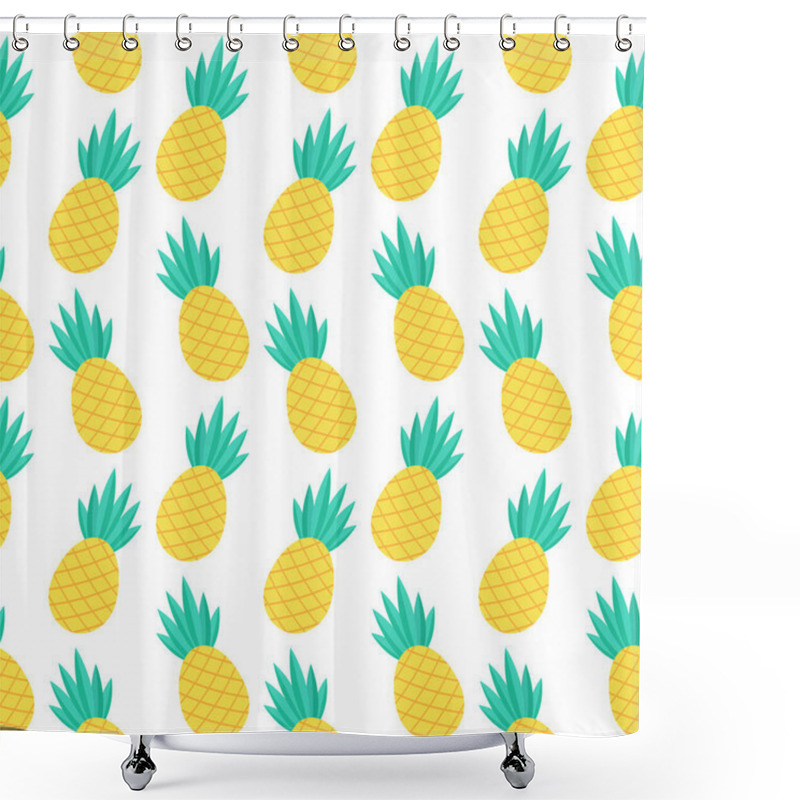 Personality  Pineapples Seamless Pattern. Vector Illustration For Textiles And Wallpapers. On A White Background. Doodle Style Tropical Fruits Shower Curtains