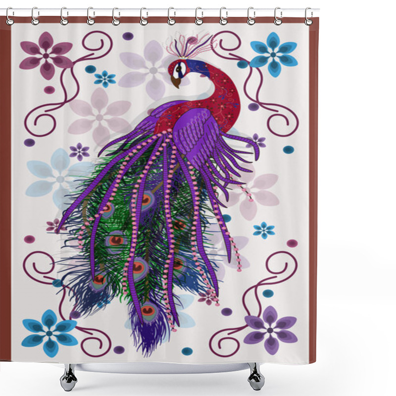 Personality  Background With Peacock And Feathers. Shower Curtains