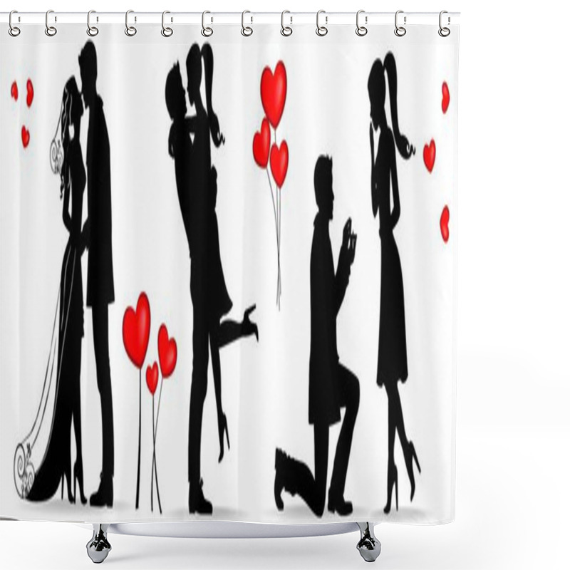 Personality  Background With Love Couple For Valentines Day Shower Curtains