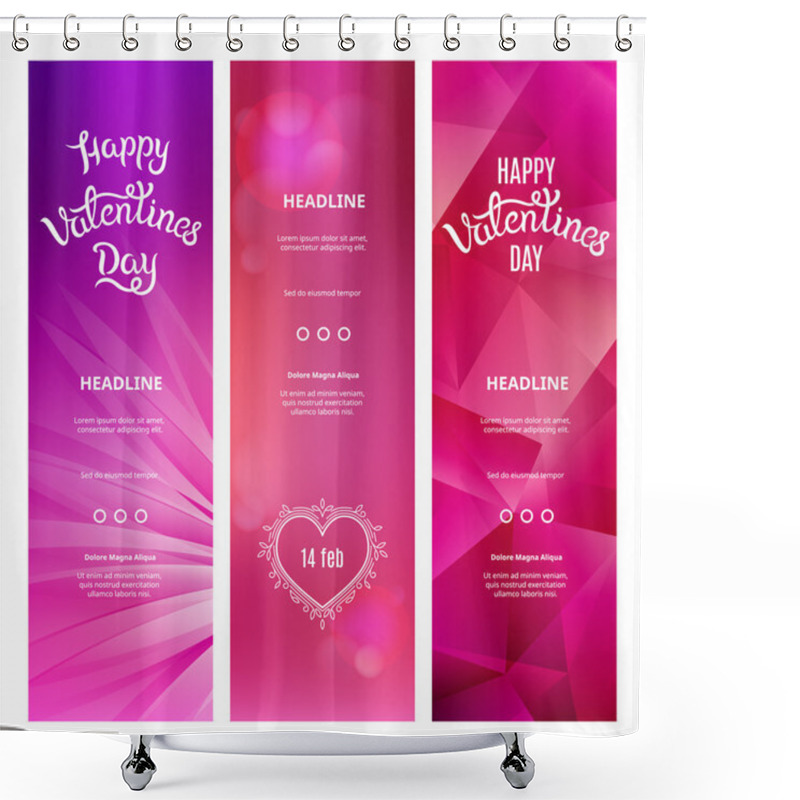 Personality  Vertical Pink Banners On St. Valentines Day Shower Curtains