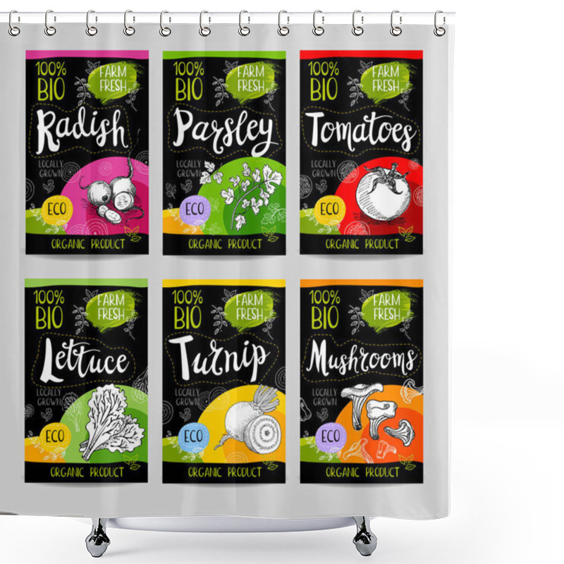 Personality  Set Of Hand Drawn Labels Food, Spices. Shower Curtains