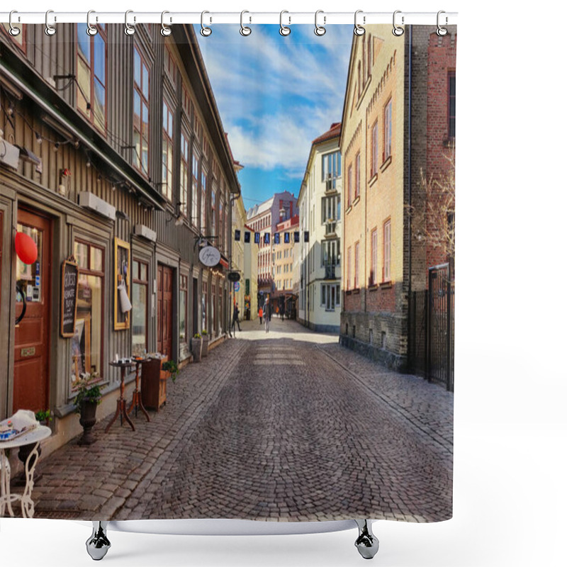 Personality  Gothenburg, Sweden- March 29 2020: Haga Shopping Pedestrian Street Shower Curtains