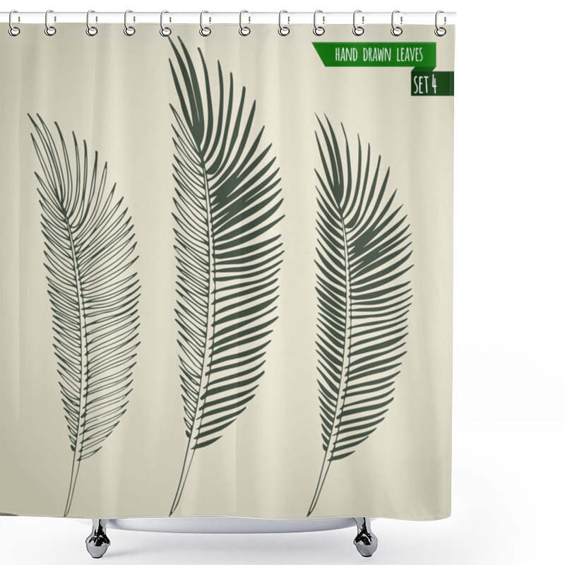 Personality  Hand Drawn Palm Leaves Shower Curtains