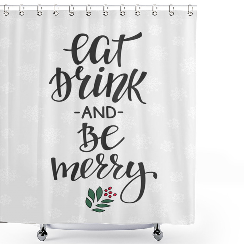 Personality  Christmas Calligraphy Postcard  Shower Curtains