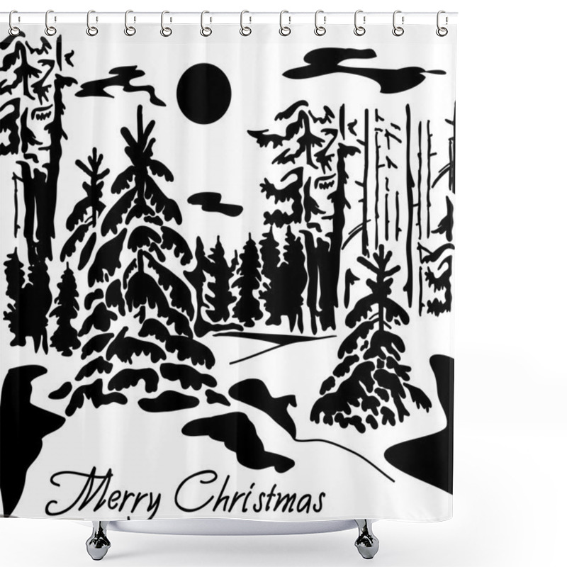 Personality  Winter Landscape Shower Curtains