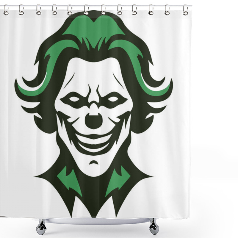 Personality  Vector Illustration Of A Green And White Devil Joker Clown Shower Curtains