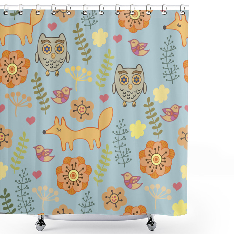 Personality  Pattern With Funny Baby Animals Shower Curtains