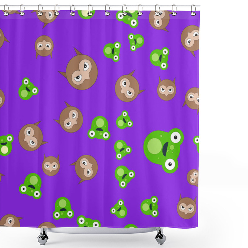 Personality  Seamless Pattern Of The Head Of An Owl And A Frog Shower Curtains