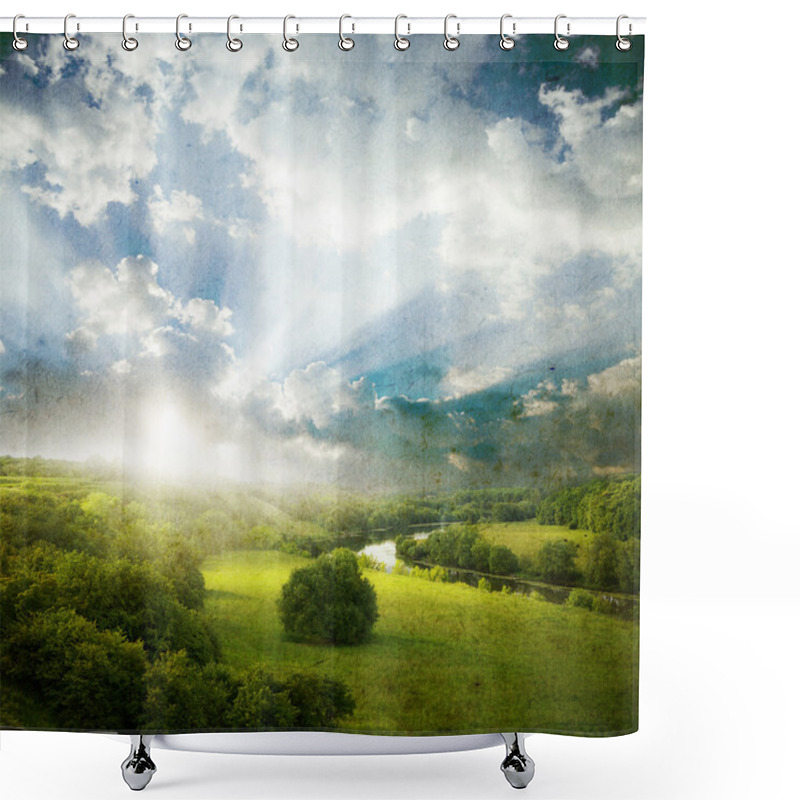 Personality  Grunge Landscape Shower Curtains