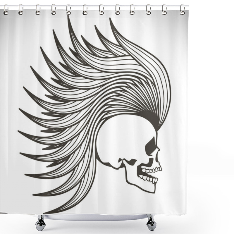 Personality  Skull With Mohawk. Vector Background Shower Curtains