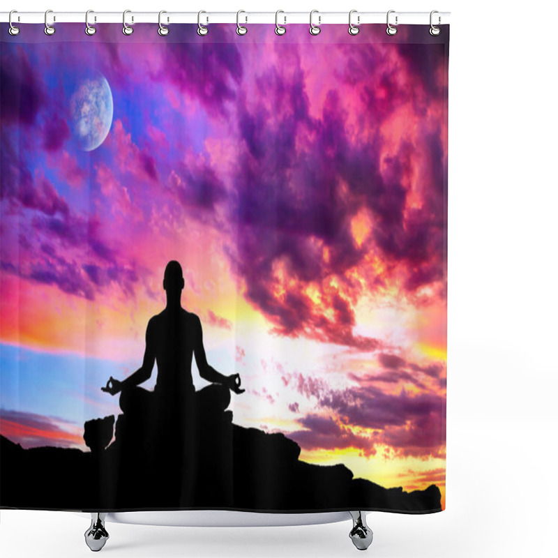 Personality  Yoga Meditation Silhouette Pose Shower Curtains