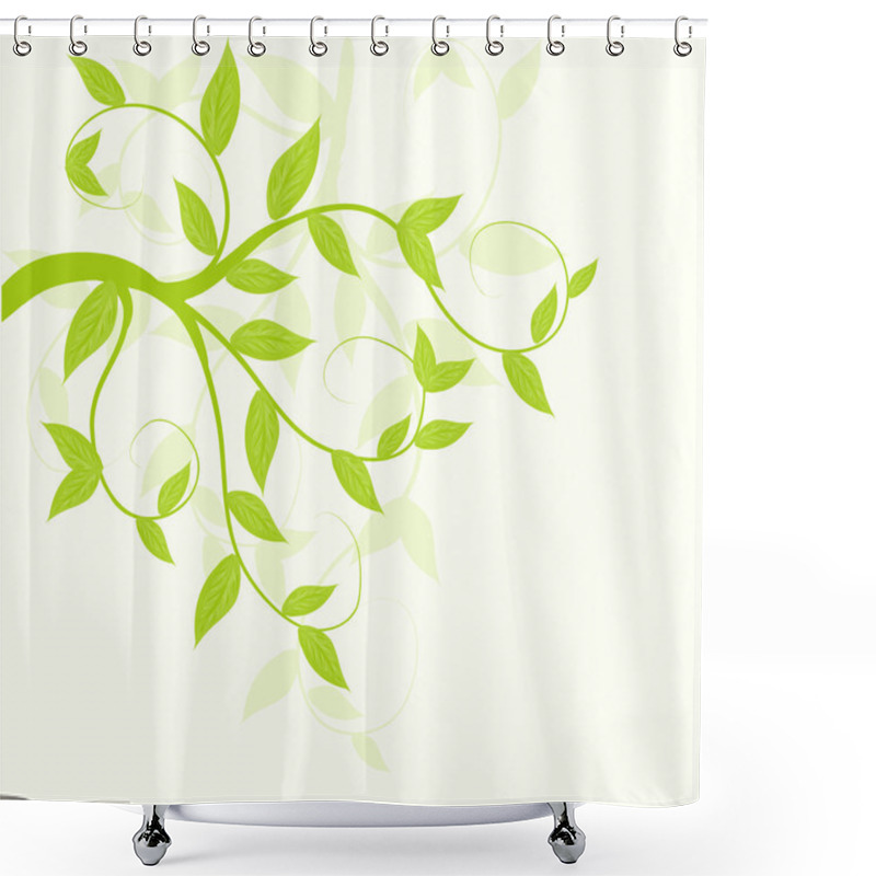 Personality  Abstract Vector Green Leaves Floral Background. Shower Curtains