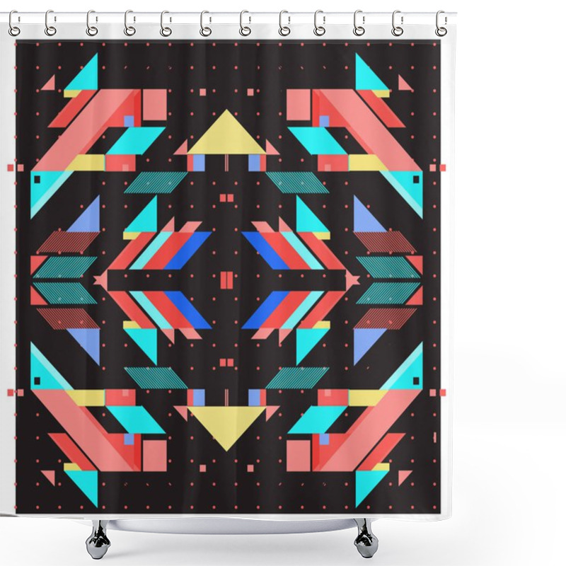 Personality  Trendy Geometric Elements Memphis Pattern. Retro Style Texture And Elements. Modern Abstract Design Poster And Cover Template Shower Curtains