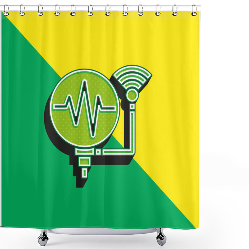 Personality  Assistant Green And Yellow Modern 3d Vector Icon Logo Shower Curtains