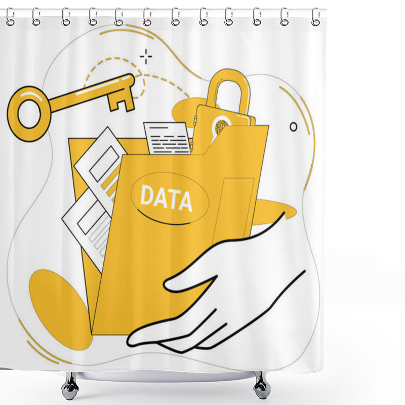 Personality  Data Science Vector Illustration. Data Science Metaphorically Acts As Alchemist, Turning Data Into Golden Insights Futuristic Strategies Bloom Under Nurturing Care Precise Data Analytics Shower Curtains