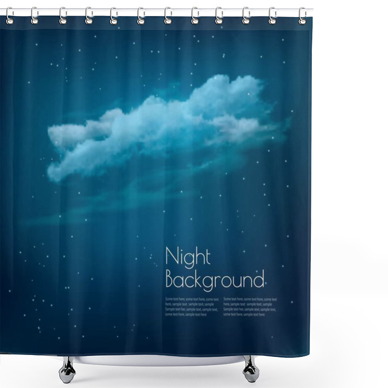 Personality  Night Sky Background With Clouds And Stars. Vector Shower Curtains