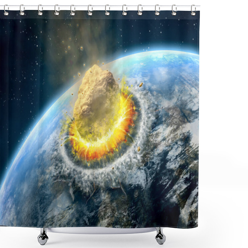 Personality  Asteroid Impact Shower Curtains