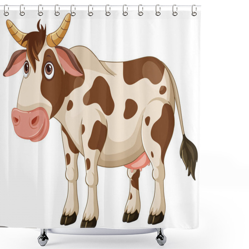 Personality  Cute Cow Illustration With Brown Spots Shower Curtains