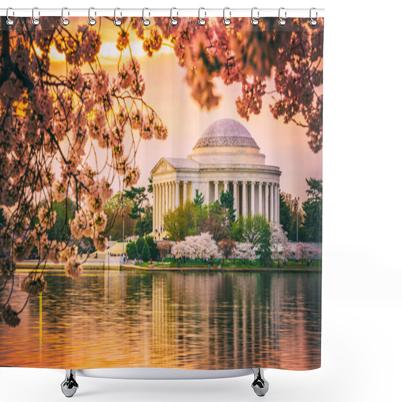 Personality  Jefferson Memorial In DC During Spring Shower Curtains