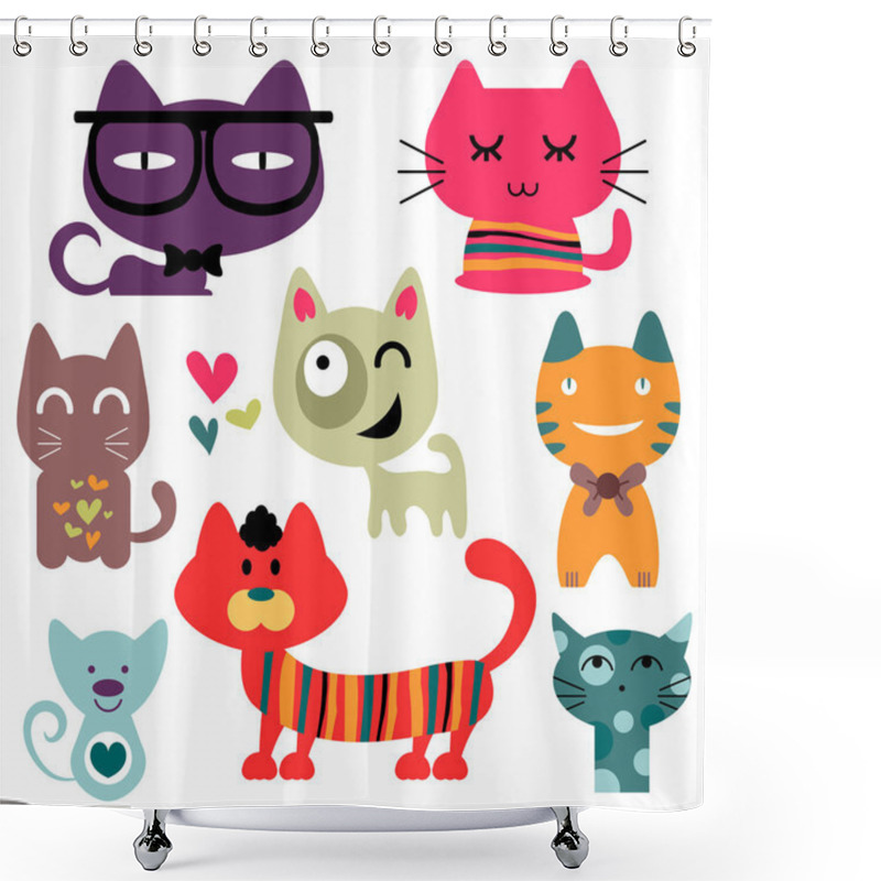 Personality  Various Funny Cats Set Shower Curtains