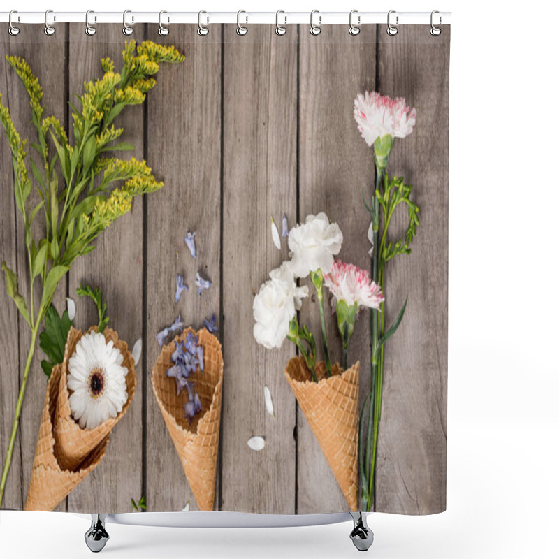 Personality  Flowers In Waffle Cones  Shower Curtains