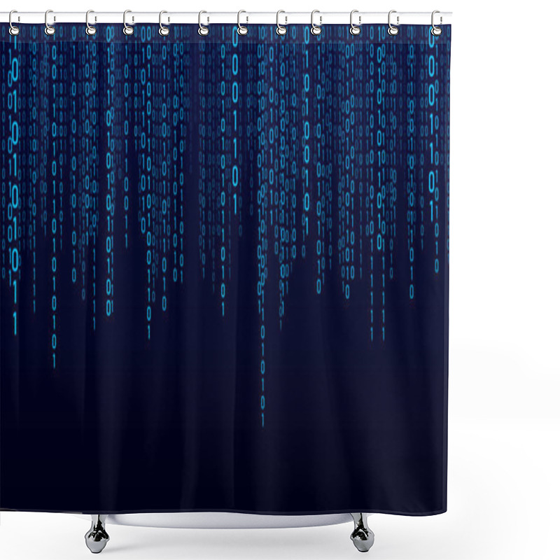 Personality  Matrix Technology Background. Cyber Security With Binary Code. Rapidly Falling Randomly Blue Numbers. Decoding Algorithms Hacked Software. Big Data Visualization. Shower Curtains