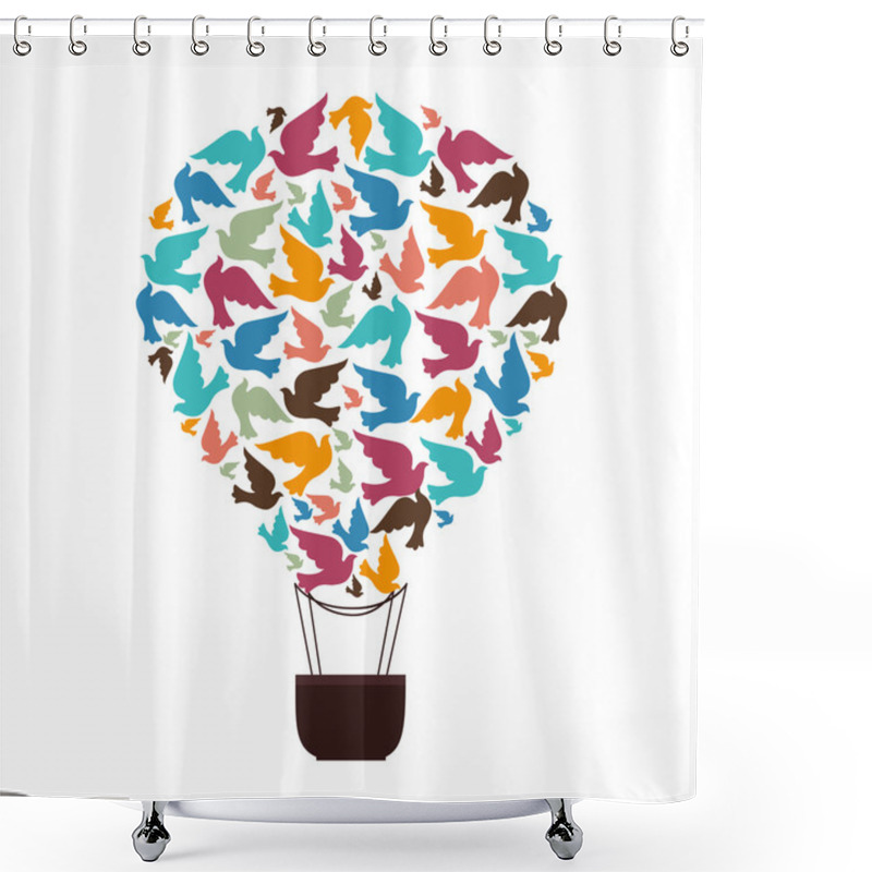 Personality  Hot Balloon Basket Bird Icon Vector Shower Curtains