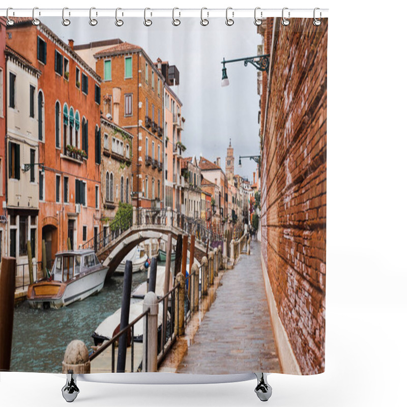 Personality  Canal, Vaporetto Near Bridge And Ancient Building In Venice, Italy  Shower Curtains