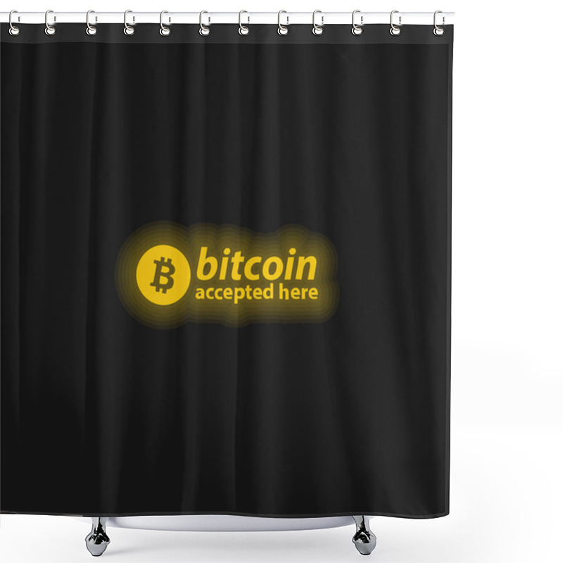 Personality  Bitcoin Accepted Here Logo Yellow Glowing Neon Icon Shower Curtains