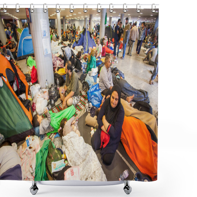 Personality  War Refugees At The Keleti Railway Station Shower Curtains