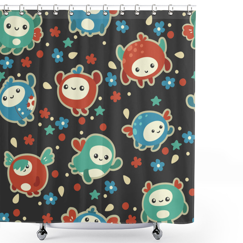 Personality  Seamless Monsters Pattern Shower Curtains