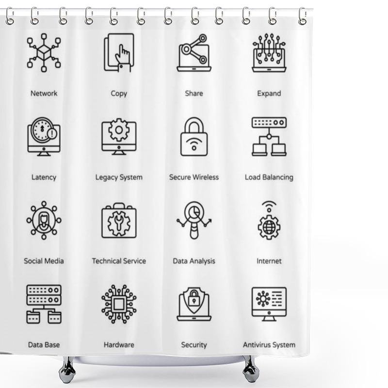 Personality  Big Data Outline Icons - Stroked, Vectors Shower Curtains