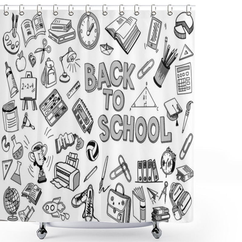 Personality  School And Education Illustration Doodles Hand Drawn Sketch With Symbols And Objects Shower Curtains