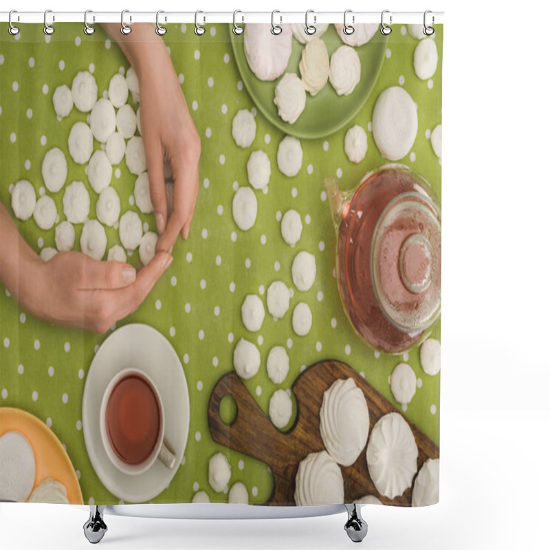 Personality  White Marshmallows And Tea Shower Curtains