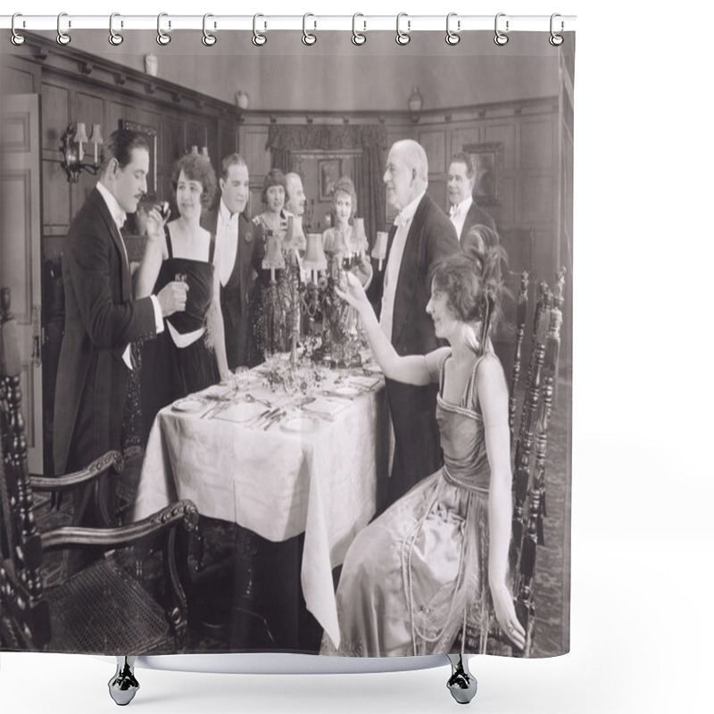 Personality  Toasting The Host Of Dinner Party Shower Curtains