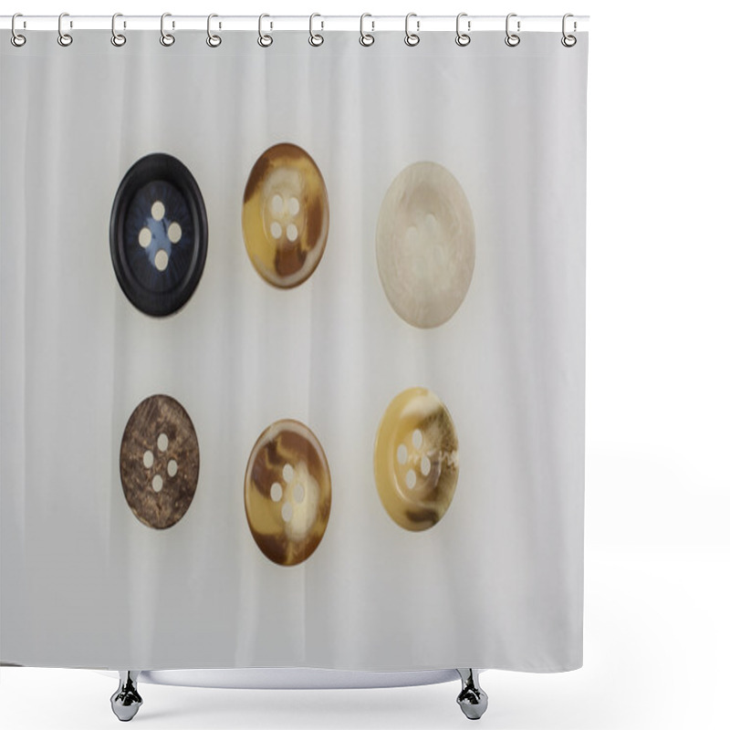 Personality  Button Selection Isolated On White Background Shower Curtains