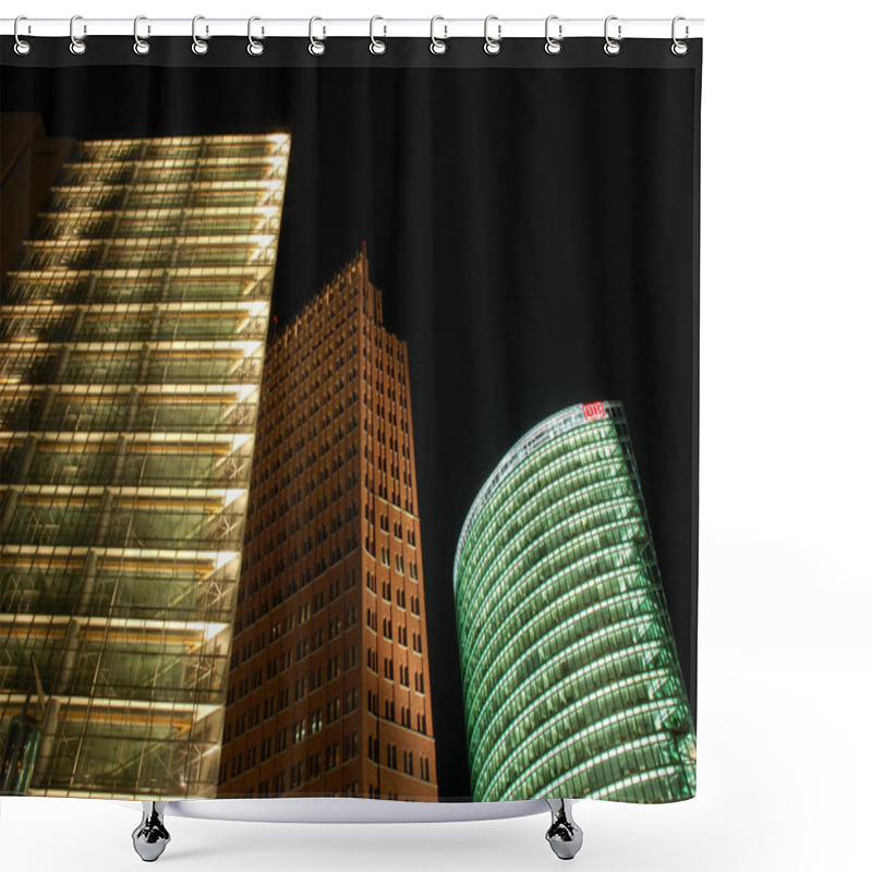 Personality  Futuristic Skyscrapers Illuminated At Night, Berlin Germany Shower Curtains