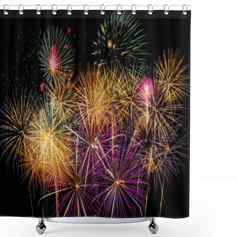 Personality  Fireworks Celebration At Night On  New Year And Copy Space Shower Curtains