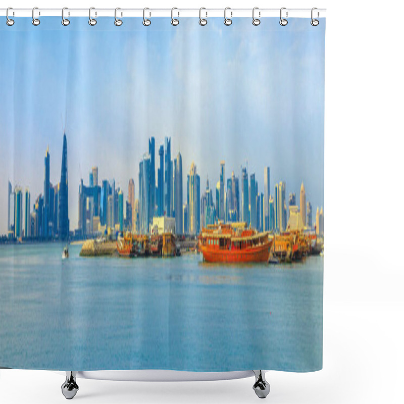 Personality  Doha Skyline And Dhows Shower Curtains