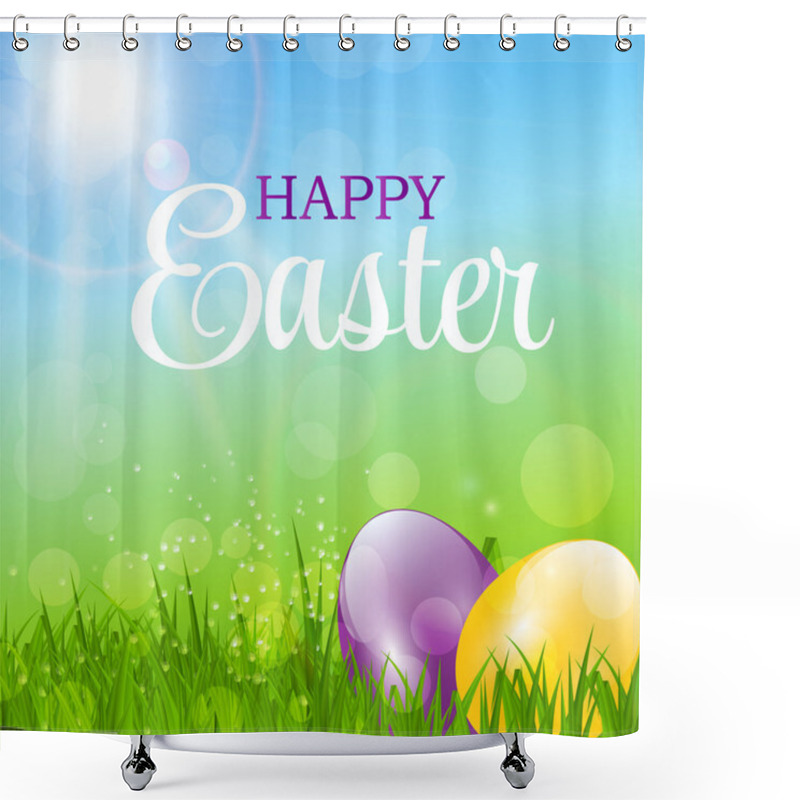 Personality  Happy Easter Background Vector Illustration Shower Curtains