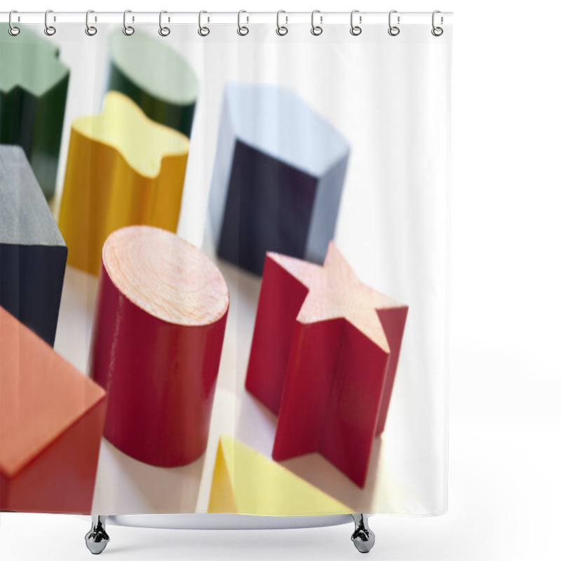 Personality  Wooden Block Shapes Shower Curtains