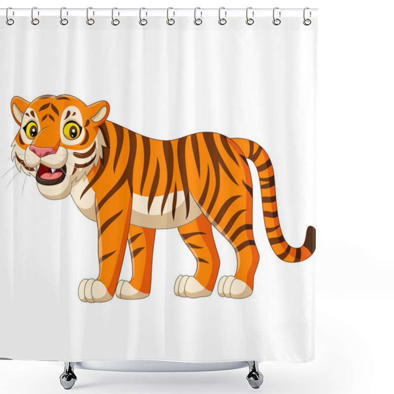 Personality  Vector Illustration Of Cartoon Tiger Isolated On White Background Shower Curtains