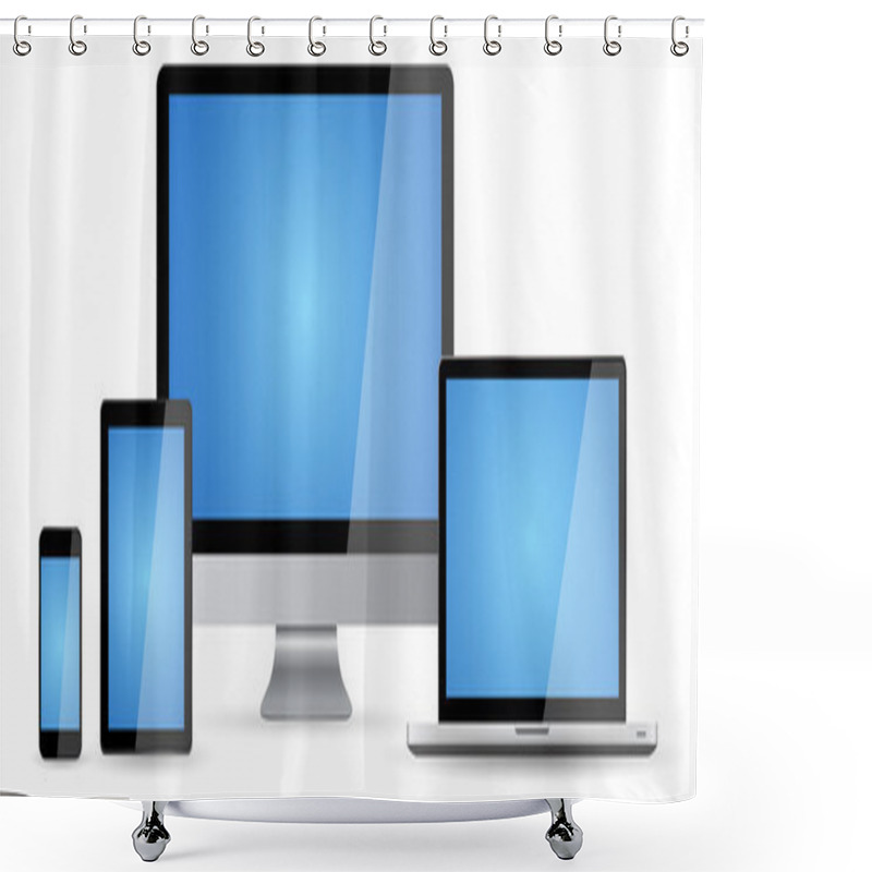 Personality  Modern Digital Tech Device Collection Shower Curtains