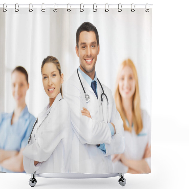 Personality  Young Team Or Group Of Doctors Shower Curtains