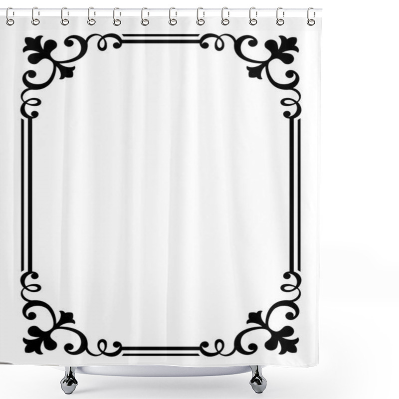 Personality  Calligraphy Penmanship Curly Baroque Frame Black Shower Curtains