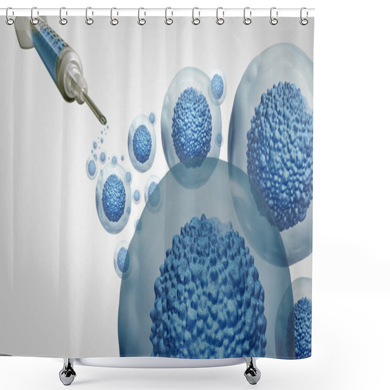 Personality  Stem Cells Therapy Or Cell Treatment And Biology As A Multicellular Embryonic Concept Or Adult Organismas A Symbol For Cellular Therapies As A 3D Illustration. Shower Curtains