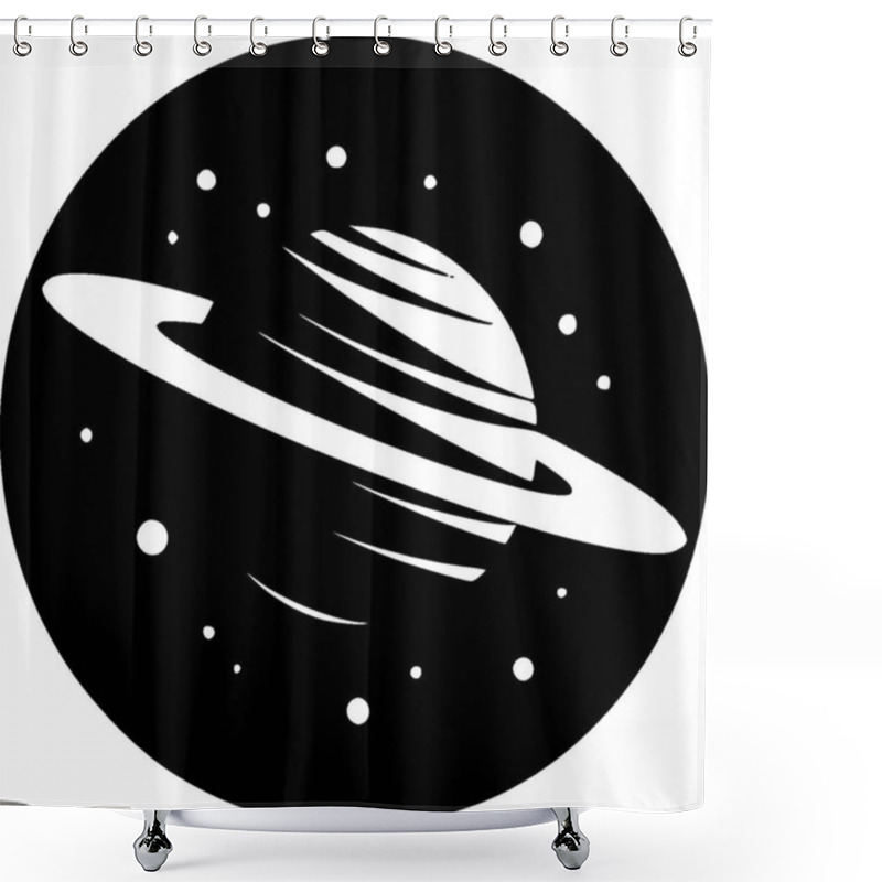 Personality  Space - Black And White Isolated Icon - Vector Illustration Shower Curtains